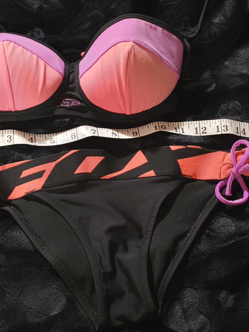 Women's Colorblock Push-Up Bikini Top & Side-Tie Bottom - Pink/Coral/Black